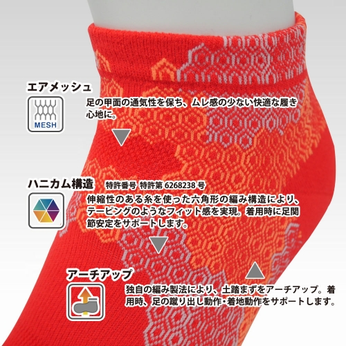 IDATEN 足袋ハニカムテーピングソックス ショート丈(22-24cm)