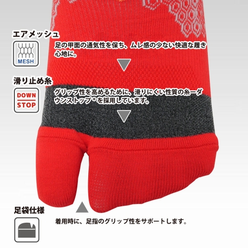 IDATEN 足袋ハニカムテーピングソックス ショート丈(22-24cm)